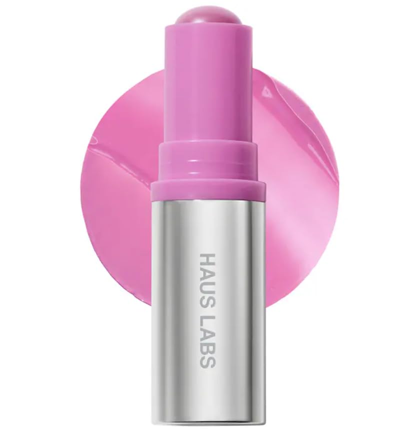 HAUS LABS Color Fuse lip-cheek balm in Glassy Lilac offers dewy color.