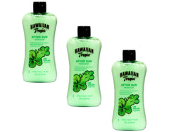 Hawaiian Tropic After Sun Lime Coolada bottle pouring hydrates skin with a tropical scent.