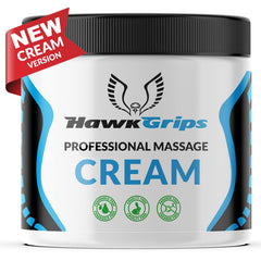 HawkGrips 8oz unscented massage cream bottle ready for clinical use.