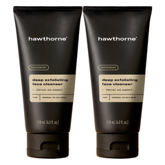 Hawthorne Deep Exfoliating Charcoal Face Wash bottle pour for quick cleansing.