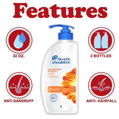 Close-up of Head & Shoulders label on anti-dandruff shampoo bottle for clarity
