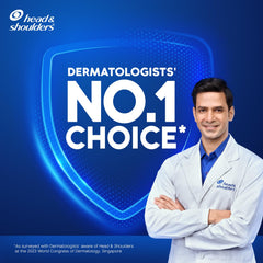 Head & Shoulders cool menthol shampoo label closeup showing dandruff protection formula.