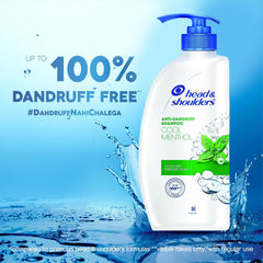 Head & Shoulders Cool Menthol shampoo close-up with menthol splash.