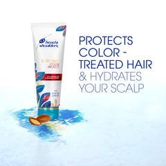 Label detail of Head & Shoulders Supreme Color Protect conditioner with manuka honey and argan oil