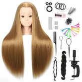 Headdoll mannequin head with long hair for professional styling practice