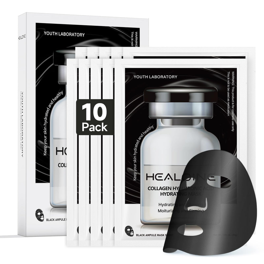 HEALOINE Deep Collagen Mask close-up showing 500ppm collagen for skin nourishment