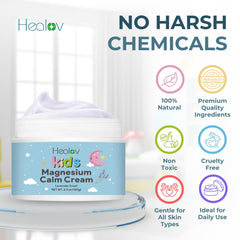 Healov Magnesium Lotion for Kids hand massage demonstrating gentle care.