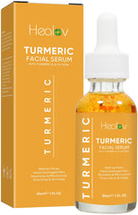 Healov Turmeric Serum bottle with dropper for precise application.