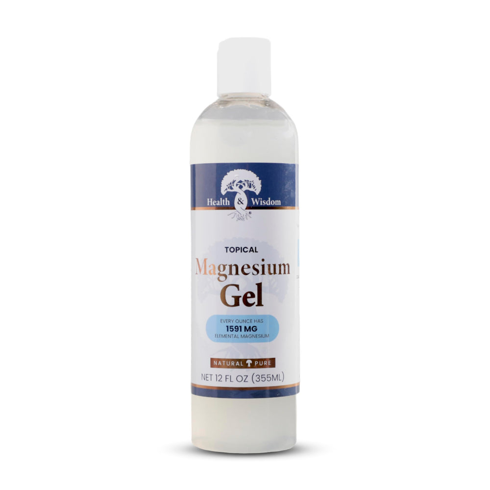 Health and Wisdom Pure Magnesium Gel seaweed bottle for topical relief and hydration