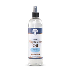 Health and Wisdom Pure Magnesium Oil bottle top showing quick topical absorption for daily use.
