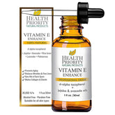 Health Priority Natural Products vitamin E oil bottle showing lavender scent for soothing hydration