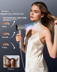 Healthkeep hair dryer shows LED heat indicator for safe styling.