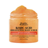 Healthy Radiance Kojic Acid Body Scrub tub front, highlighting exfoliation.