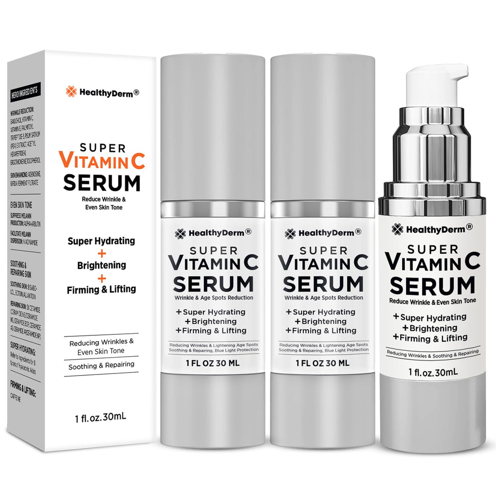 HealthyDerm vitamin C serum bottle for mature skin care