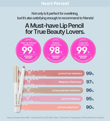 Close-up of retractable tip on Heart Percent Dote On Mood Lip Pencil