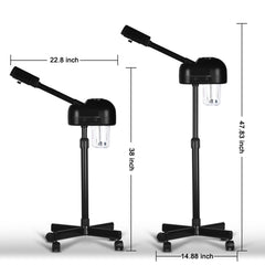 HeavenBird Stand Professional Ozone Facial Steamer side angle with rolling base for easy movement around a studio.