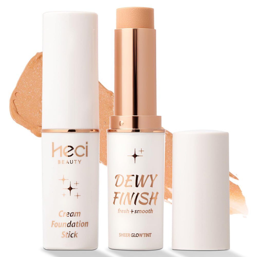 HECI BEAUTY tinted foundation stick packaging shown for quick on-the-go touch-ups.