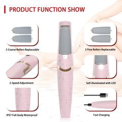 Heelos foot file with LED light enables precise work in any lighting