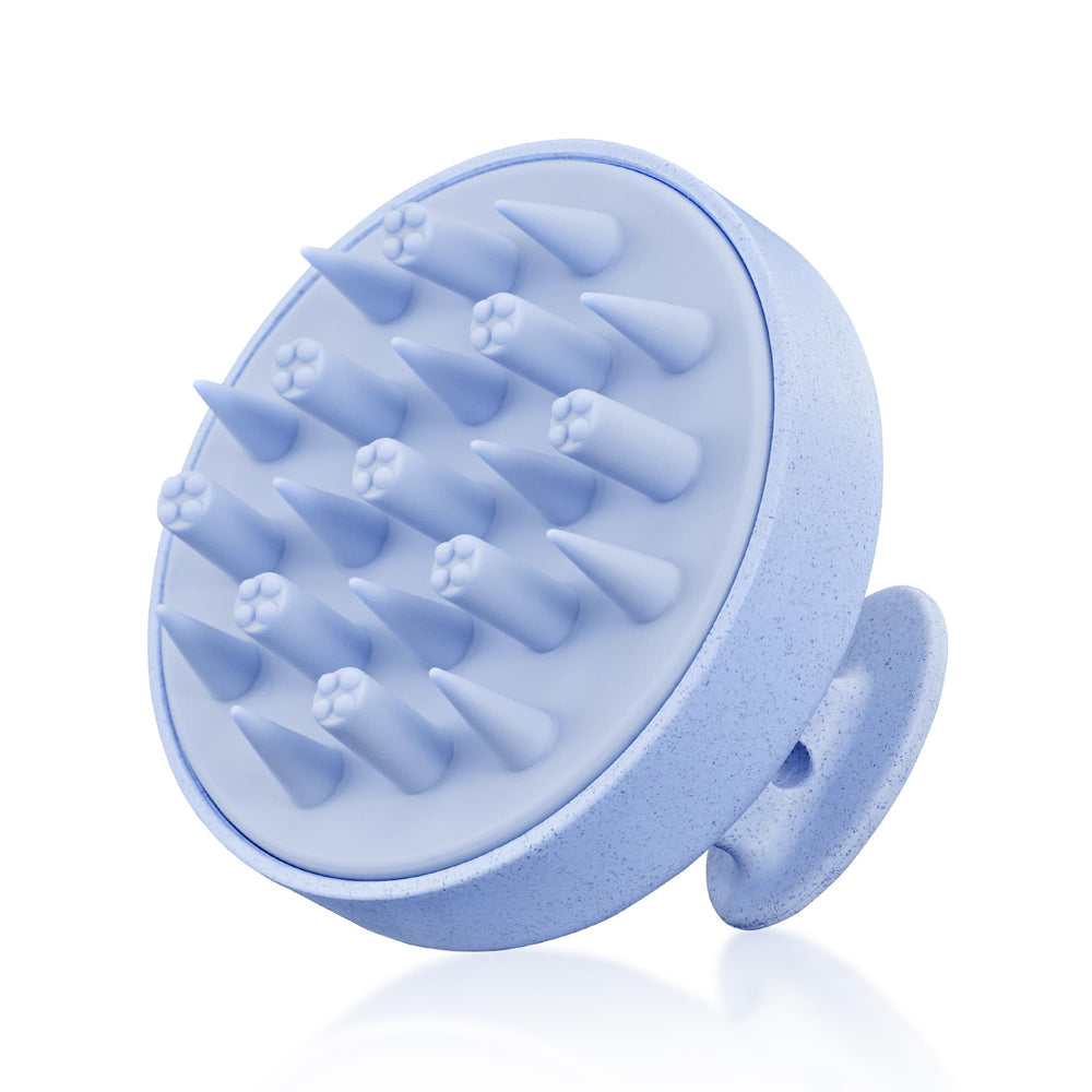 HEETA hair scalp massager blue front view for a soothing wash experience.