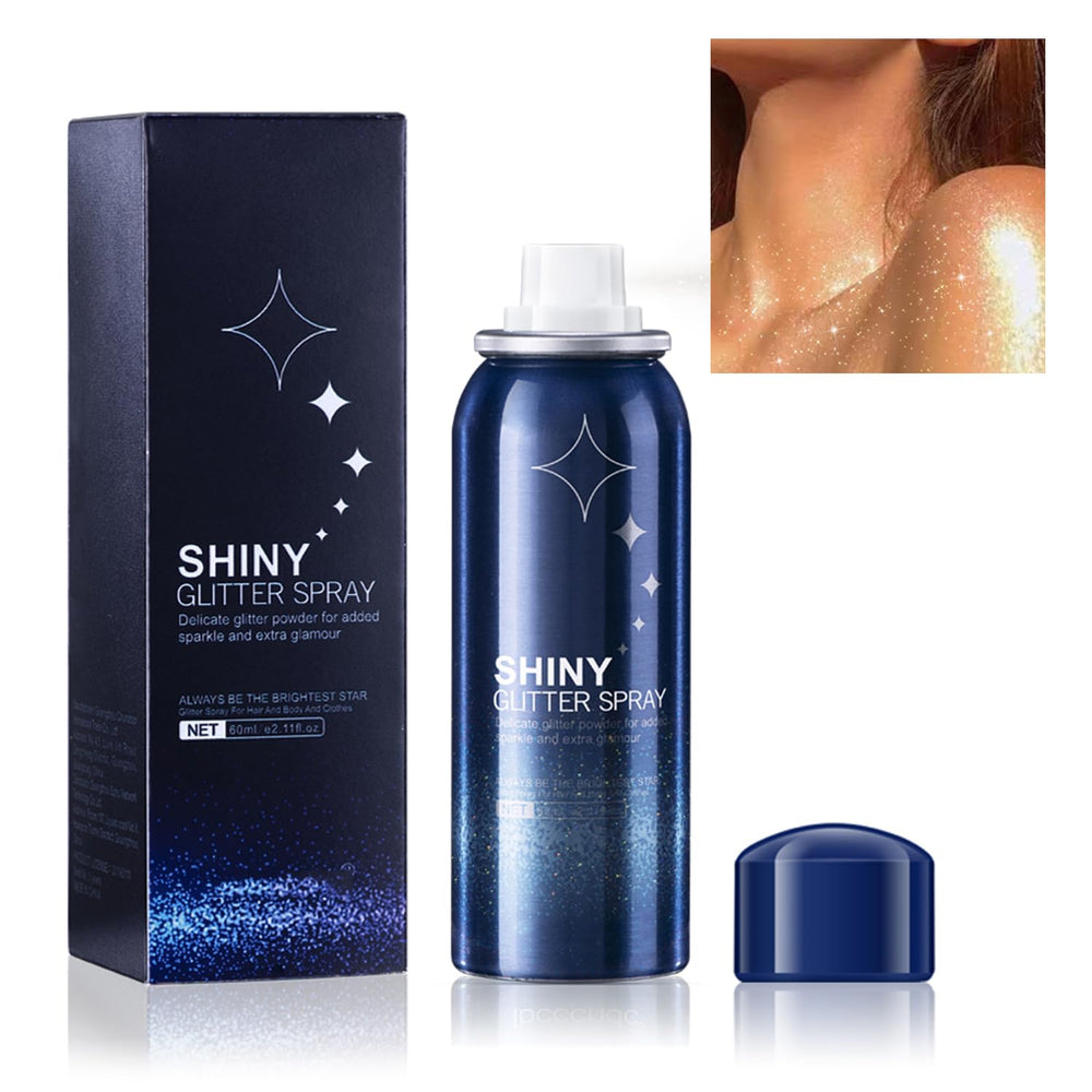 Hegafoo Body Glitter Spray applies to hair for festival shine.