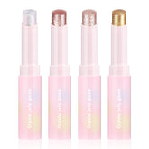 Hegafoo crystal hydrating jelly-stick eyeshadow showcases luminous shimmer on eyelids.