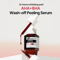 HEIMISH RX AHA BHA serum pour action illustrating quick, easy application