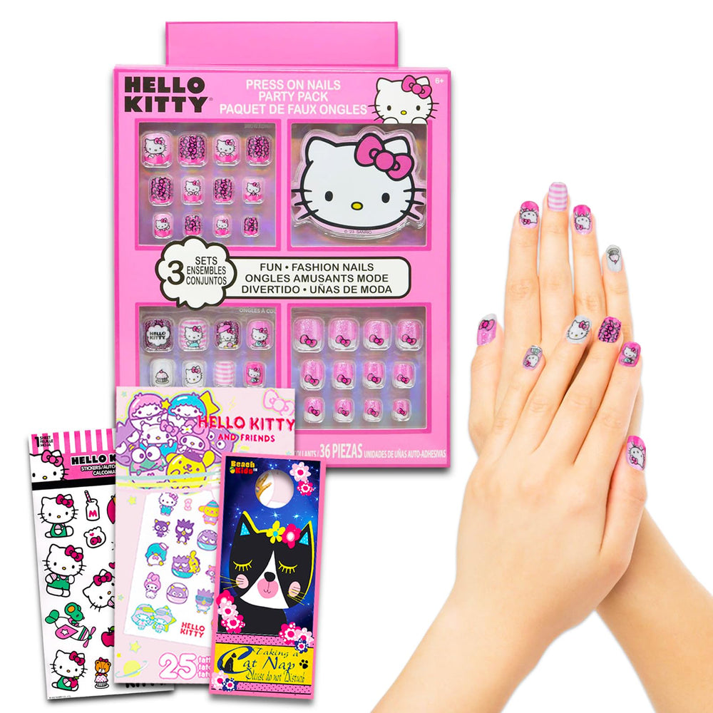 Hello Kitty Nail Art Stickers Set featuring 13 press-on nails for playful style