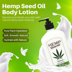 Close-up of lotion pump on Hemp Heaven bottle for easy application.