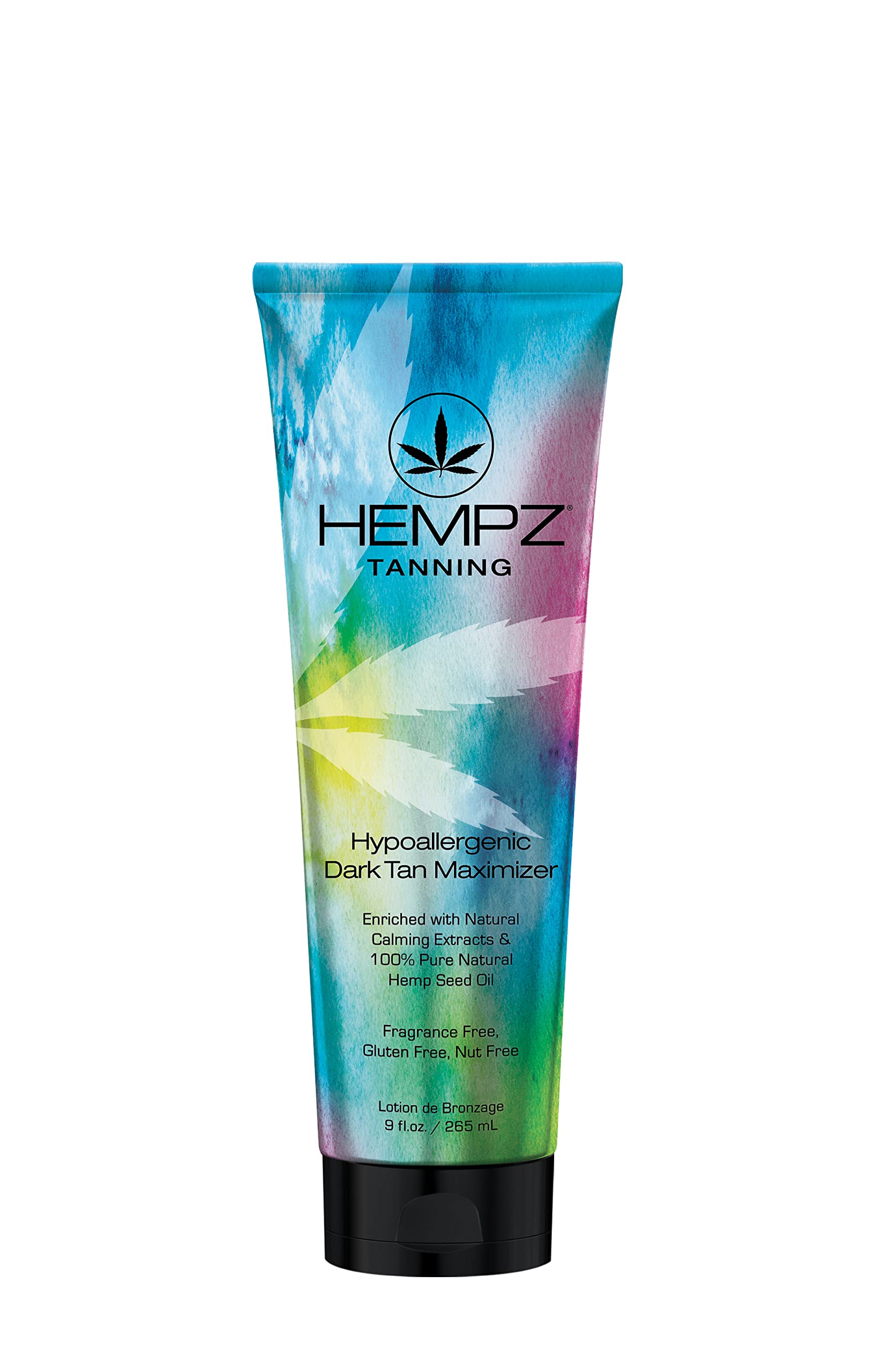 Hempz hypoallergenic dark tan maximizer bottle showing the product ready for deeper color.