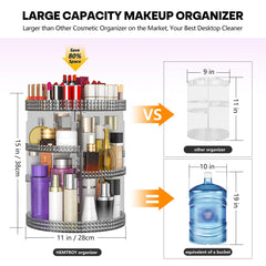 HEMTROY extra-large cosmetic storage keeps 80+ items neatly organized on a gray acrylic rack
