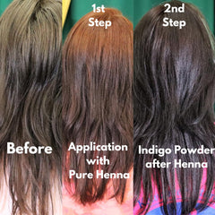 The Henna Guys Indigo powder close-up reveals fine natural color grains.