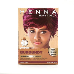 HENNA HAIR COLOR Burgundy bottle pour for even coverage and rich shine.