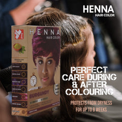 HENNA HAIR COLOR Burgundy gloss after wash for vibrant color.