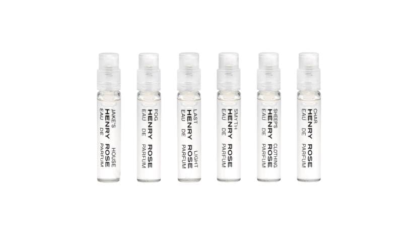 Henry Rose Fresh Discovery Set with six 1.5ml travel sprays for on-the-go fragrance exploration.