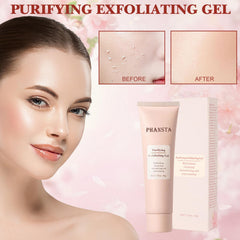 Hepanio purifying exfoliating gel bottle pump highlighting easy application.