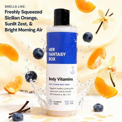 Her Fantasy Box body vitamins lather close-up showing rich foam
