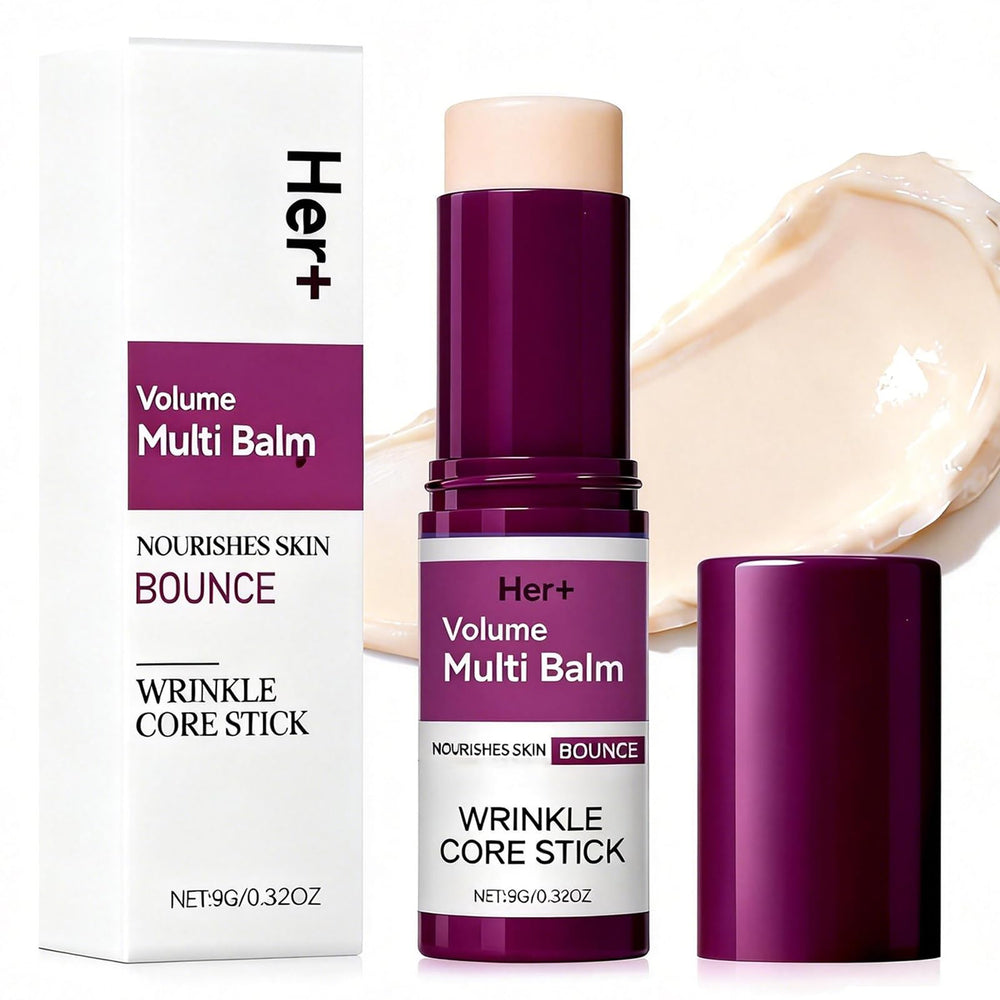 Her+ Calcium Multi Balm Stick packaging shows portable, travel-ready design for on the go hydration.