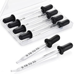 Herain 8-pack glass pipette with long bent tips for precise essential oil transfer.