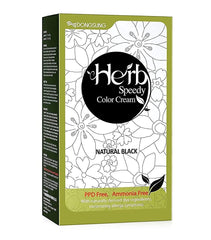 Herb Speedy Color Cream Natural Black swatch showing rich, natural shade and potential gray coverage.