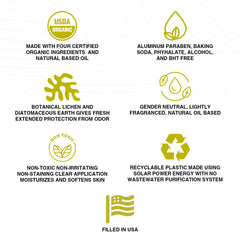 Herbal Clear Naturally ingredients panel highlights organic lichen and diatomaceous earth