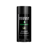 Herban Cowboy Forest Aloe Infused Deodorant bottle highlights forest-inspired freshness for daily wear.
