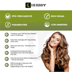 HERBBY 9-herbal-extracts formula nourishes hair while coloring.