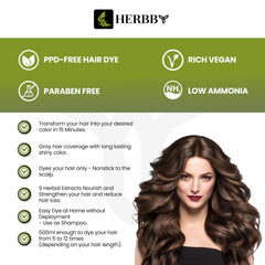 Low-ammonia HERBBY formula balancing color and scalp comfort