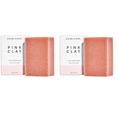HERBIVORE pink clay soap bar for face and body, gentle cleansing and nourishment.