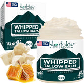 Herblov Beef Tallow Balm jar closeup showing rich texture for all-over hydration.