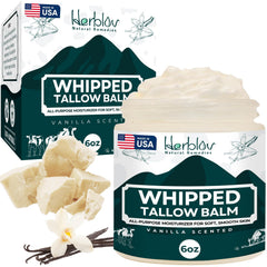 Herblov Beef Tallow Balm vanilla jar glows with rich hydration for dry skin