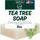 Herblov Tea Tree Soap bar closeup showing natural texture for clear, fresh skin.