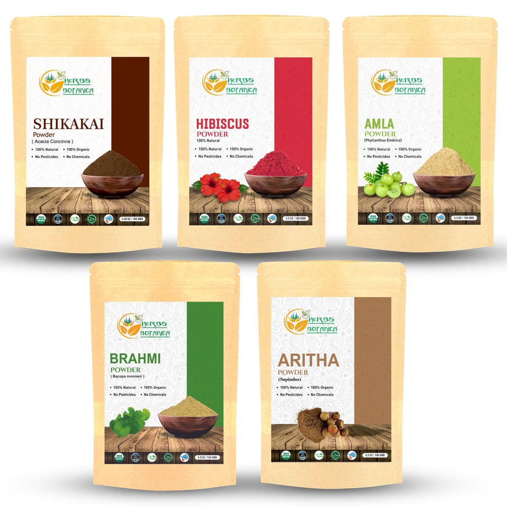 Herbs Botanica Brahmi powder in a bowl for scalp nourishment and shine