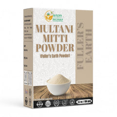 Herbs Botanica Multani Mitti powder close-up for gentle cleansing and oil absorption.