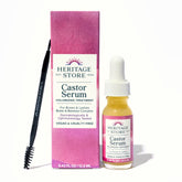 HERITAGE STORE Castor Oil Serum bottle nourishes lashes and brows for healthier definition
